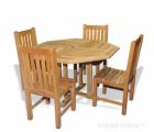 Teak Patio Dining Set, Octagon table and 4 Block Island Chairs