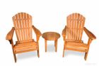 Teak Adirondack Chair Pair Set with Round End Table