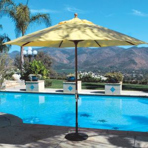 11 ft Umbrella, Teak Wood Pole and Hub, Sunbrella