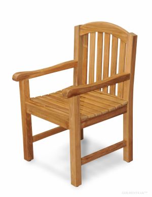 Aquinah Teak Curved Top Dining Chair with Arms