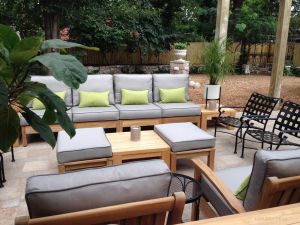 Teak Deep Seating Sectionals Spectrum Dove - Goldenteak Customer Photo