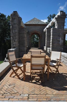 Teak Outdoor Dining Set for 4, Sq. Table & Folding Chairs