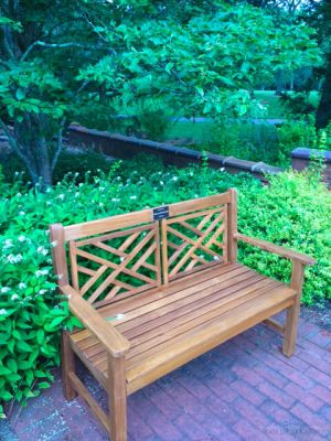 Teak Chippendale Bench at NY State Park - Goldenteak Customer Photo