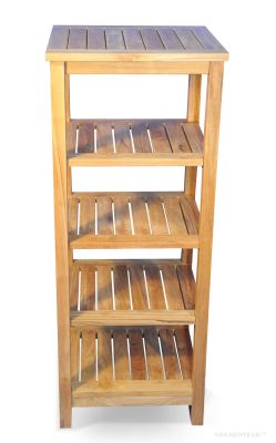 Solid Teak Square 5 tier shelf unit