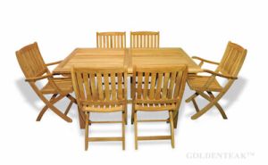 Teak Dining Set Rect Table 2 Providence Chairs w arms 4 without