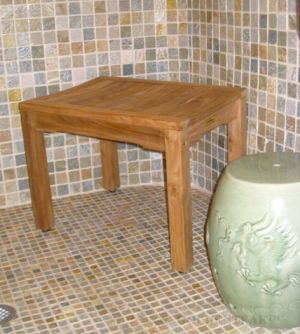 Teak Shower Bench 2ft shown in shower - customer photo