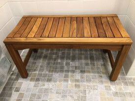 Teak Shower Bench in Shower - Customer Photo Goldenteak