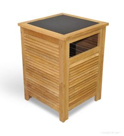 Teak Litter Receptacle Cover - Elegant Louvred