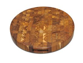 Teak End Grain Cutting Board 18 in Dia