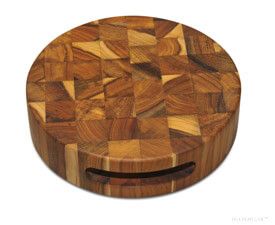 Cutting Board Round Teak End Grain