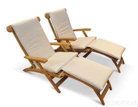 Teak Steamer Chair PAIR with Cushion