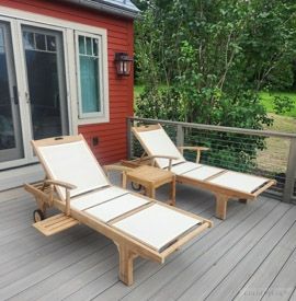 Goldenteak's Teak and Sling Chaise lounge Cream, customer photo 