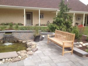 Teak Block Island Benches in Retirement Comm - Cust Photo Goldenteak