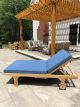 Teak Double Chaise Lounge with Cushion