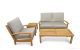 Teak Outdoor  Conversation Set  with Love Seat Club Chair Mission Coffee Table and End Table